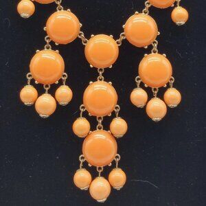 Orange Cream Gold Tone Chain Statement Bubble Necklace